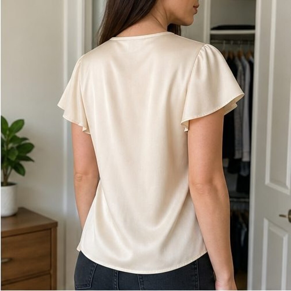 Cream Ruffle Blouse - Picture 3 of 6
